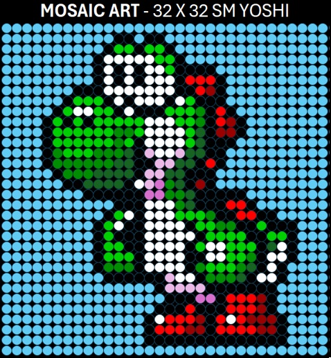 Mosaic Art DIY Kit - 32x32 Super Mario Yoshi