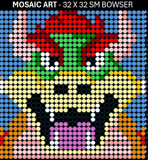 Mosaic Art DIY Kit - 32x32 Super Mario Bowser