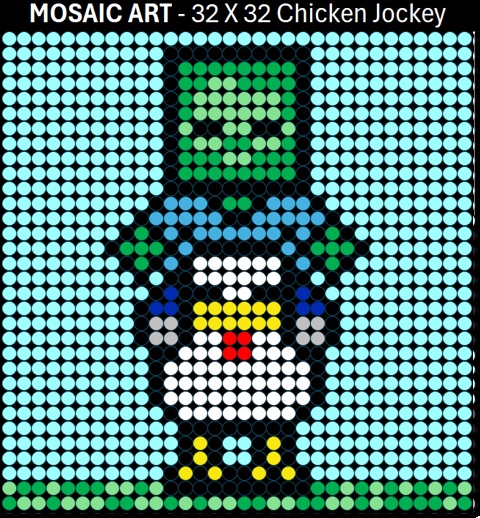 Mosaic Art DIY Kit - 32x32 Minecraft Chicken Jockey