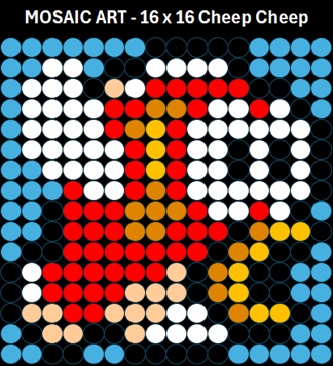 Mosaic Art DIY Kit - 16x16 Super Mario Cheep Cheep