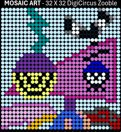 Mosaic Art DIY Kit - 32x32 Digital Circus Zooble