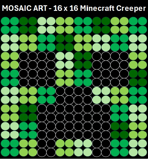 Mosaic Art DIY Kit - 16x16 Minecraft Creeper