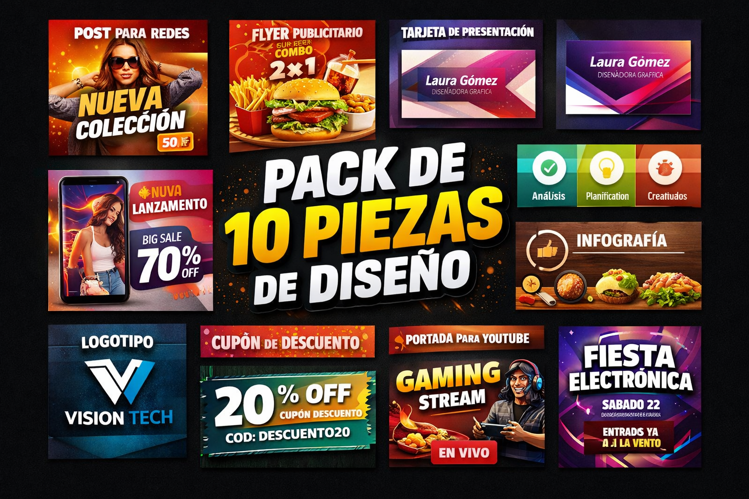 10 piezas graficas listas para usar