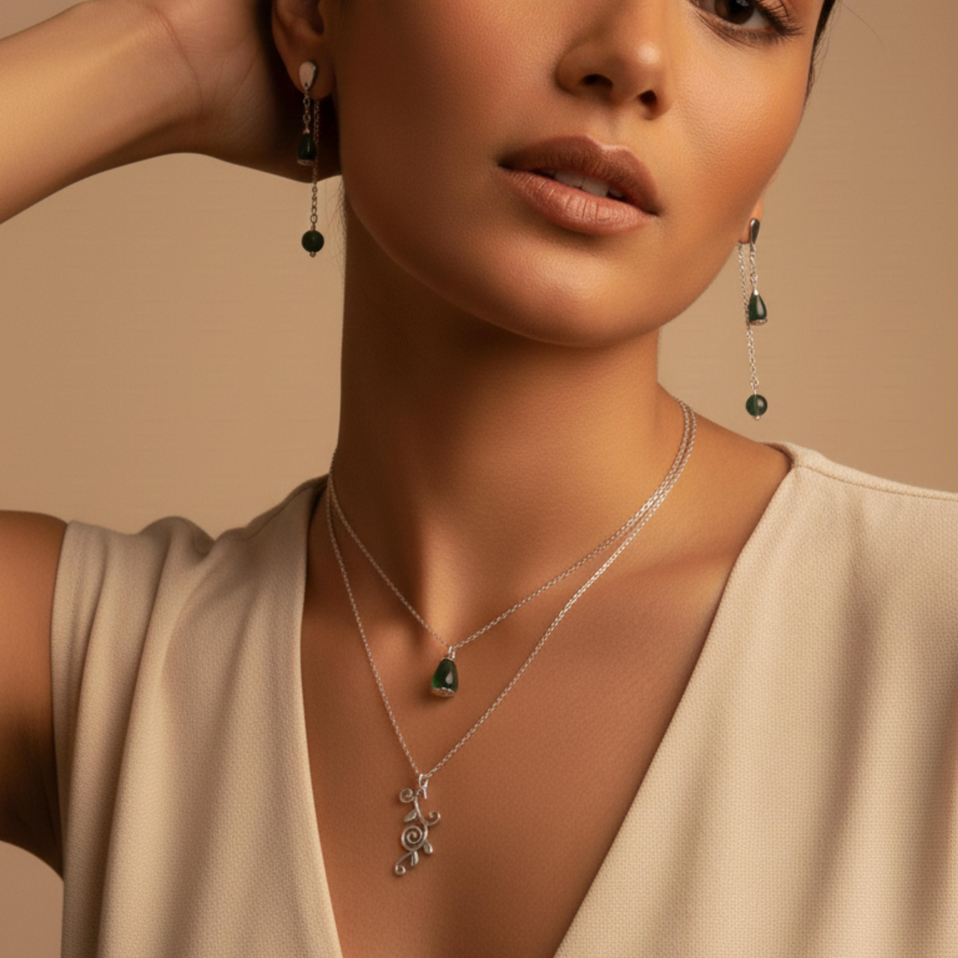 Green Agate Branches Set