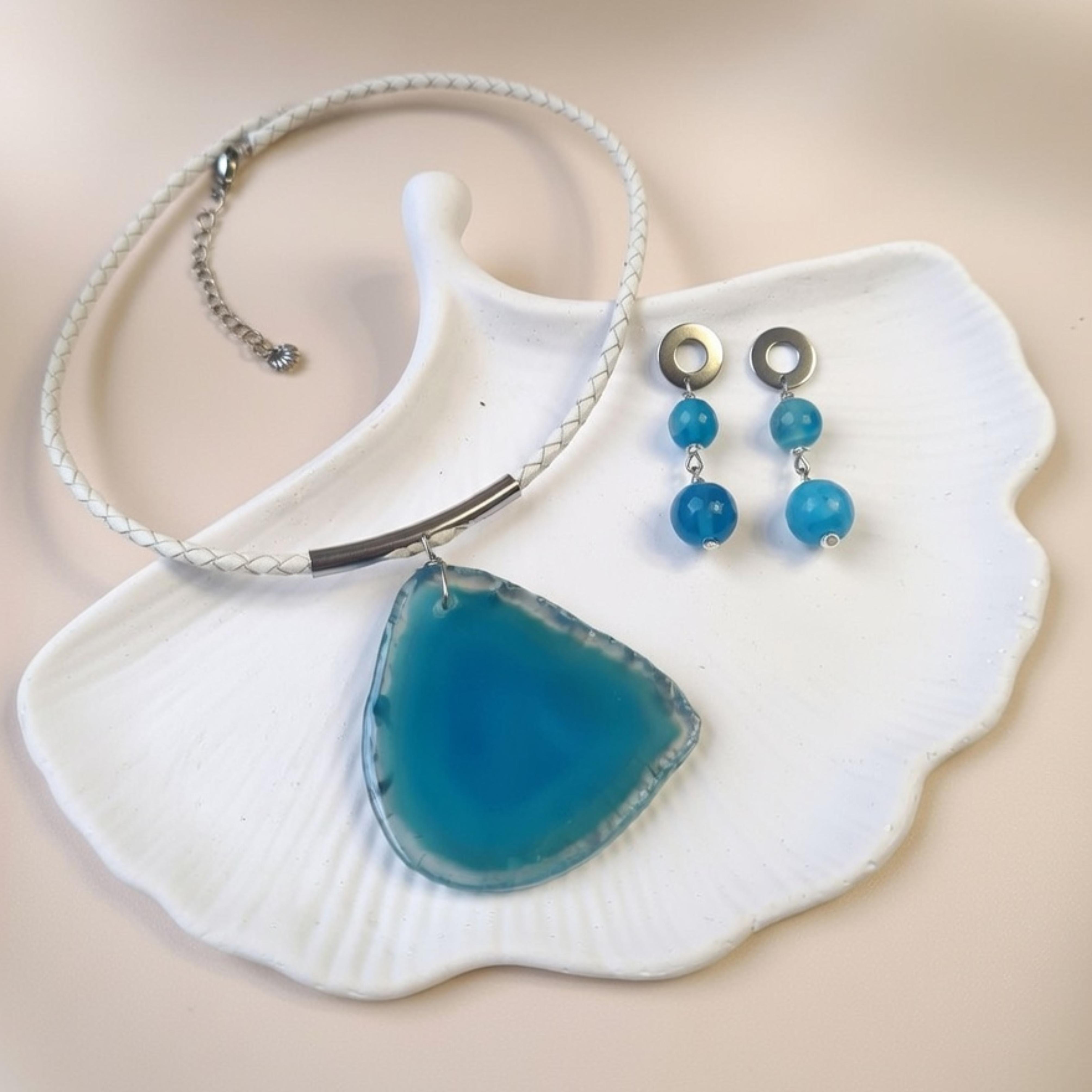 Blue Agate Jewellery Set