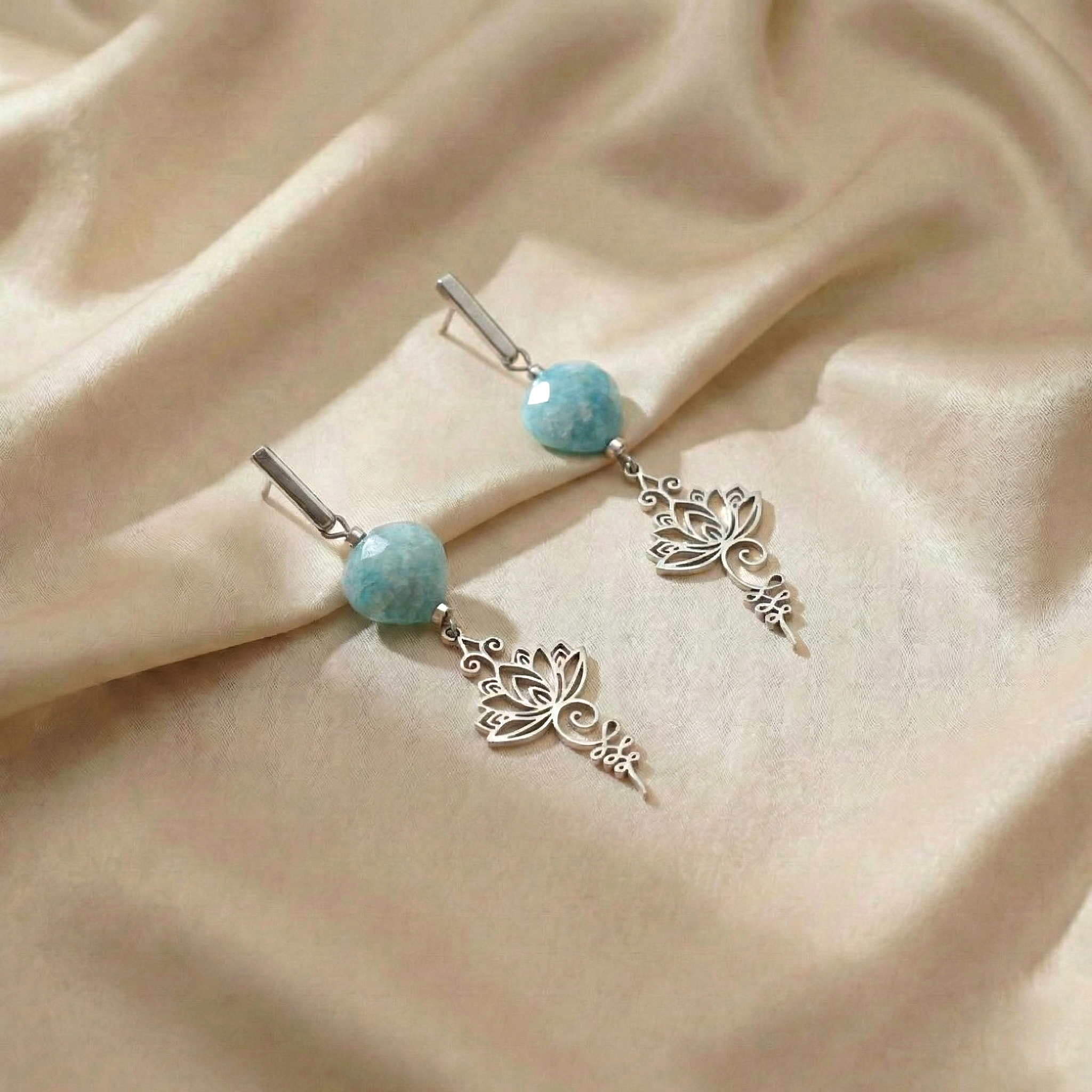 Amazonite Lotus  Earrings