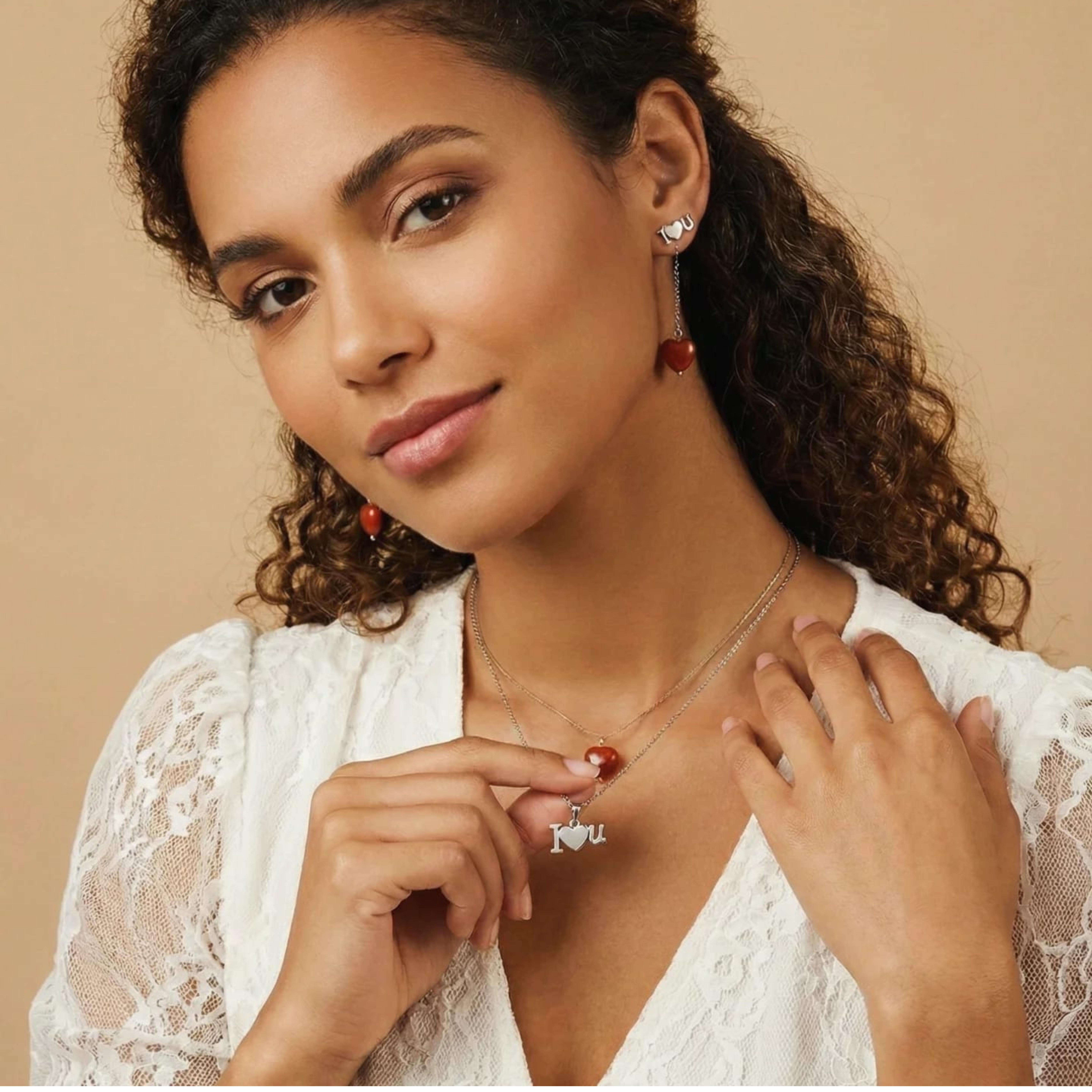 First Love Red Jasper Convertible Heart Set