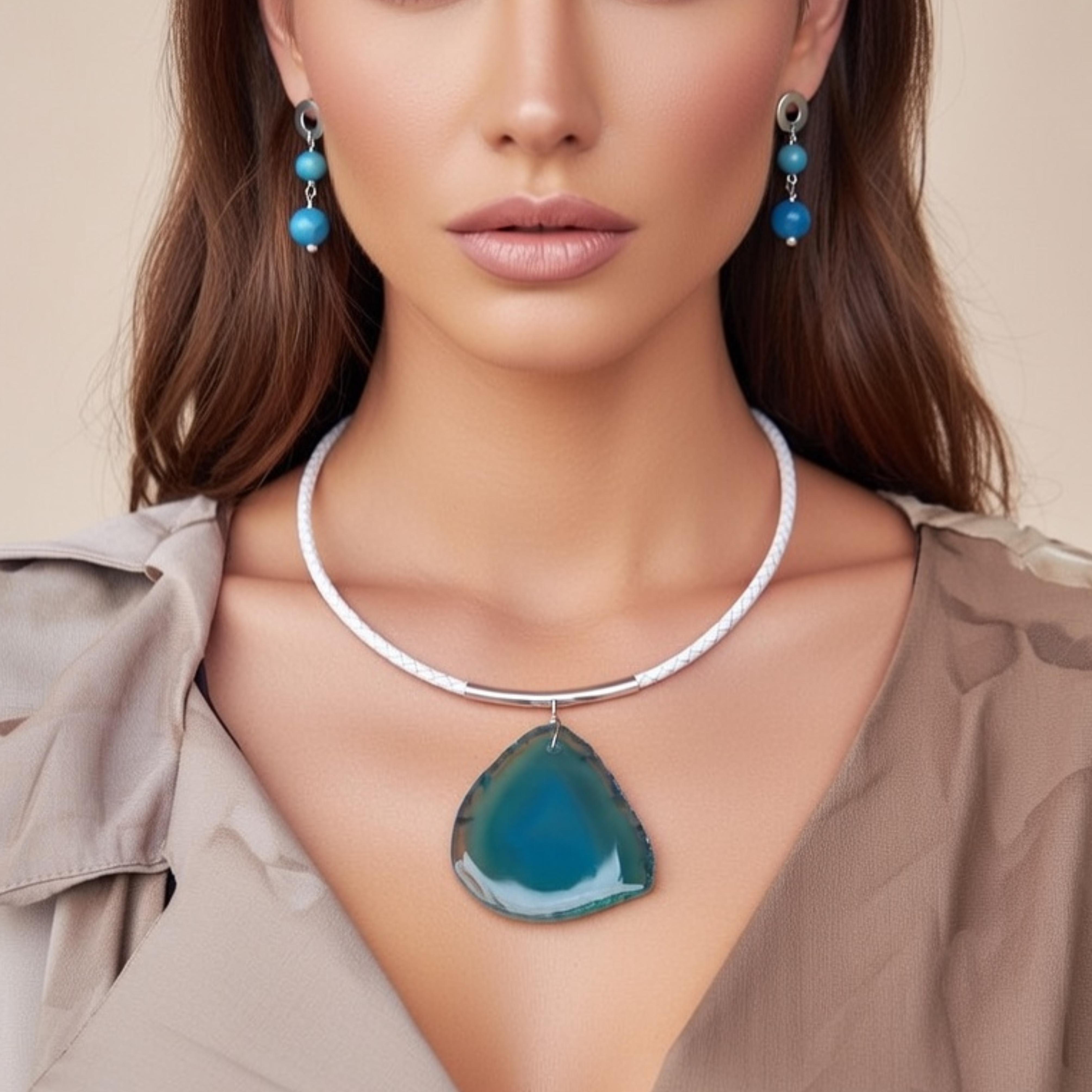 Blue Agate Jewellery Set