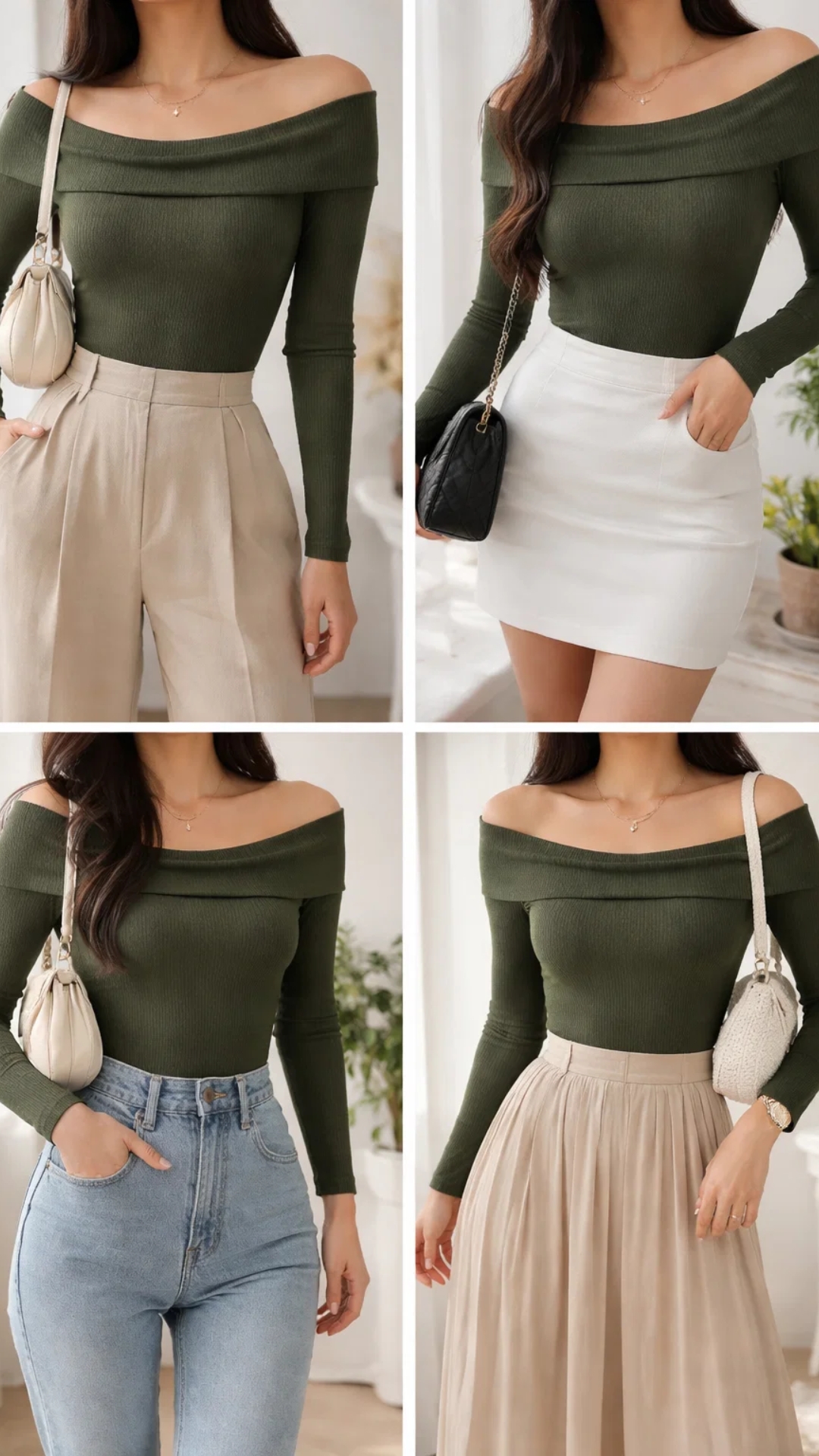 Blusa verde oliva escotada 