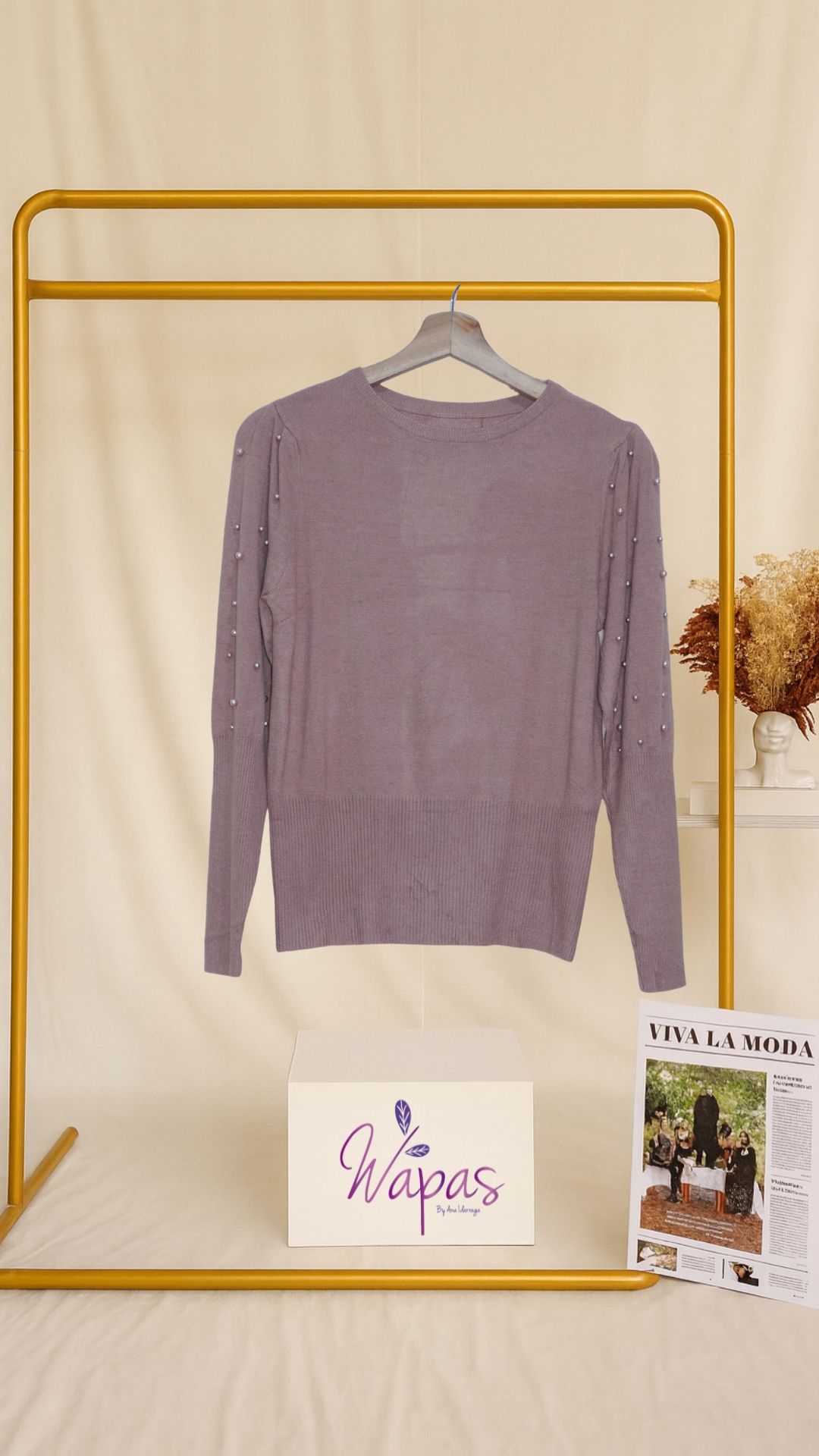 Suéter lila de manga larga