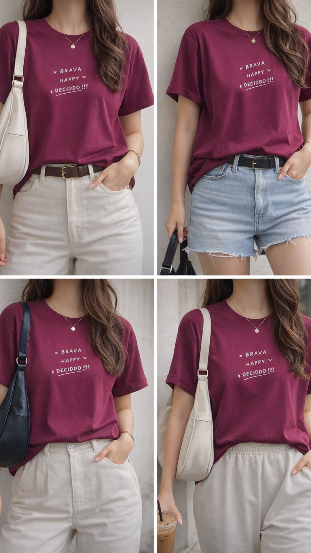 Camiseta vinotinto estampada 