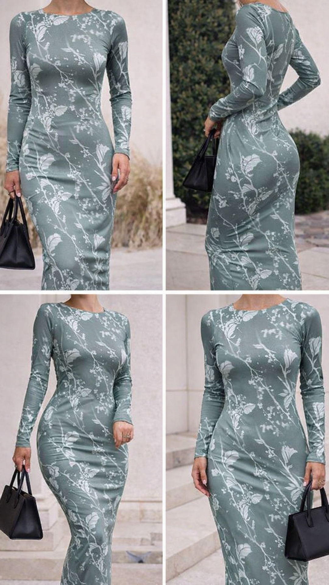 Vestido verde largo floral 