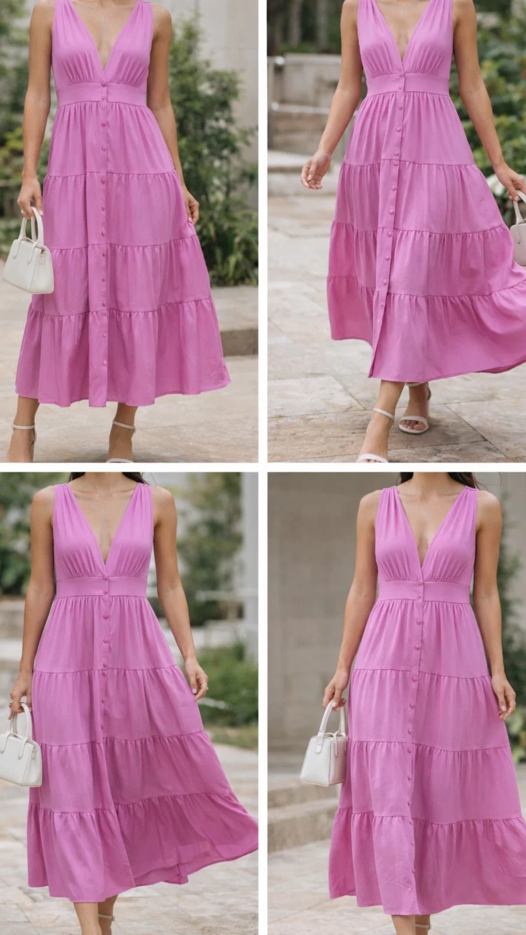 Vestido largo lila escote en V