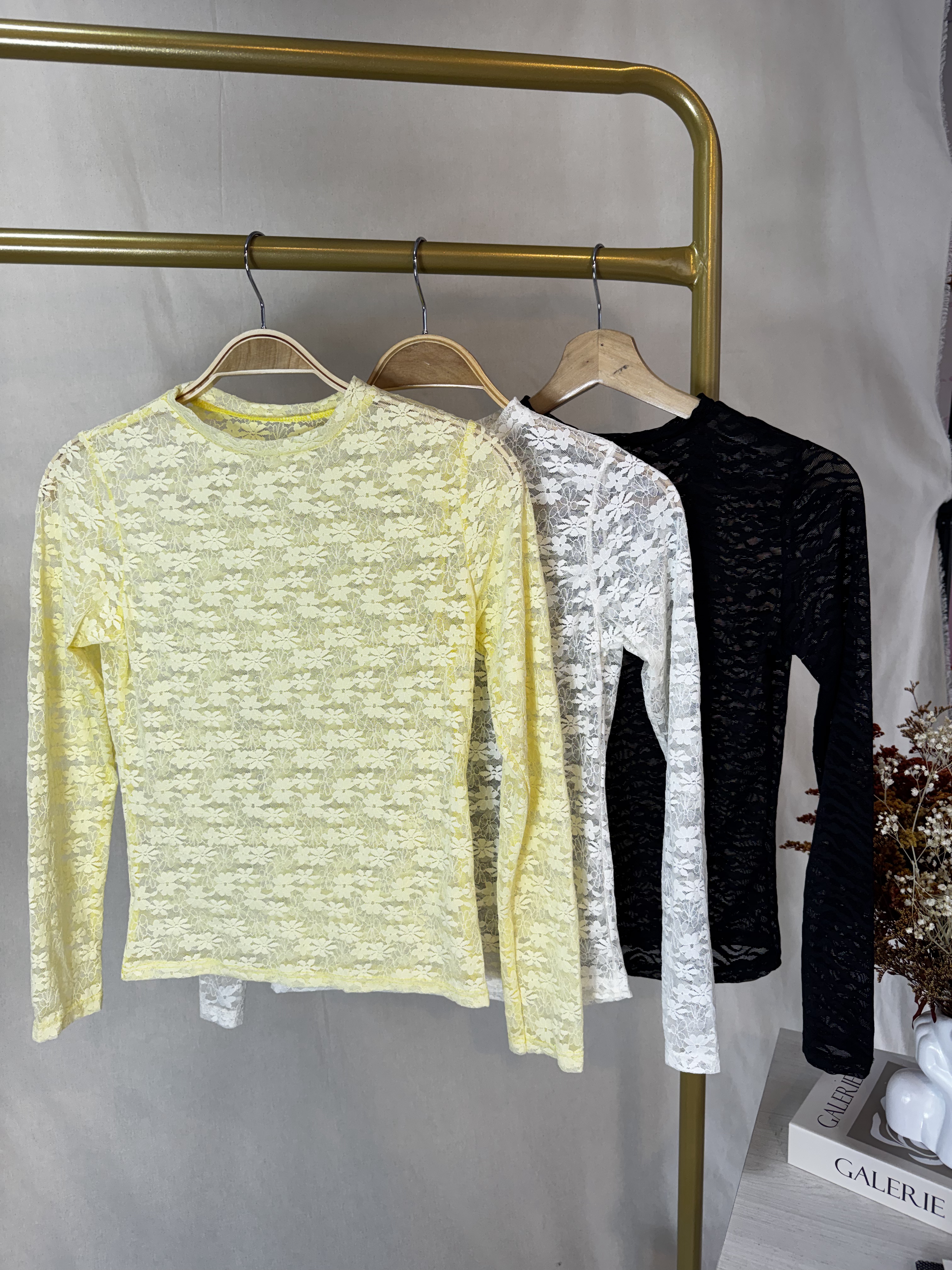 Blusa de encaje de manga larga