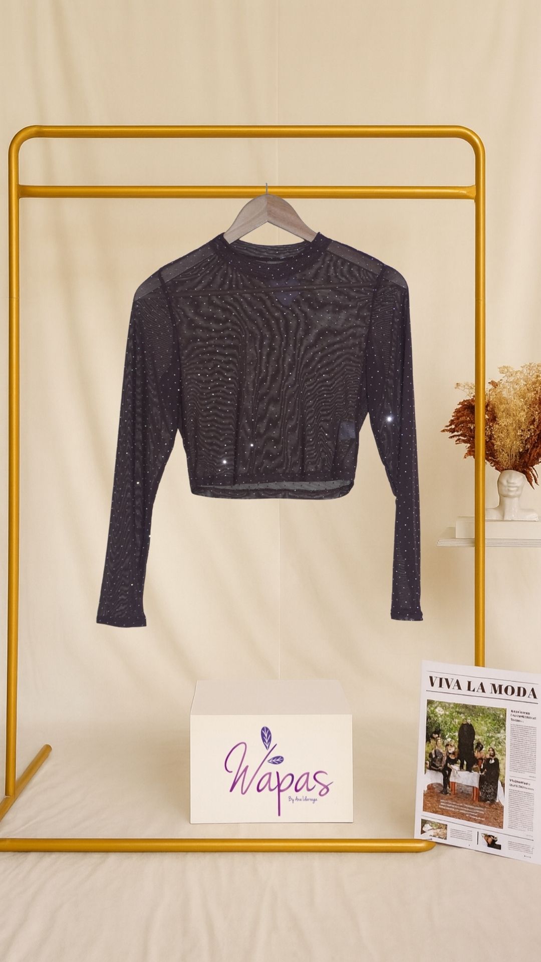 Blusa de manga larga brillante