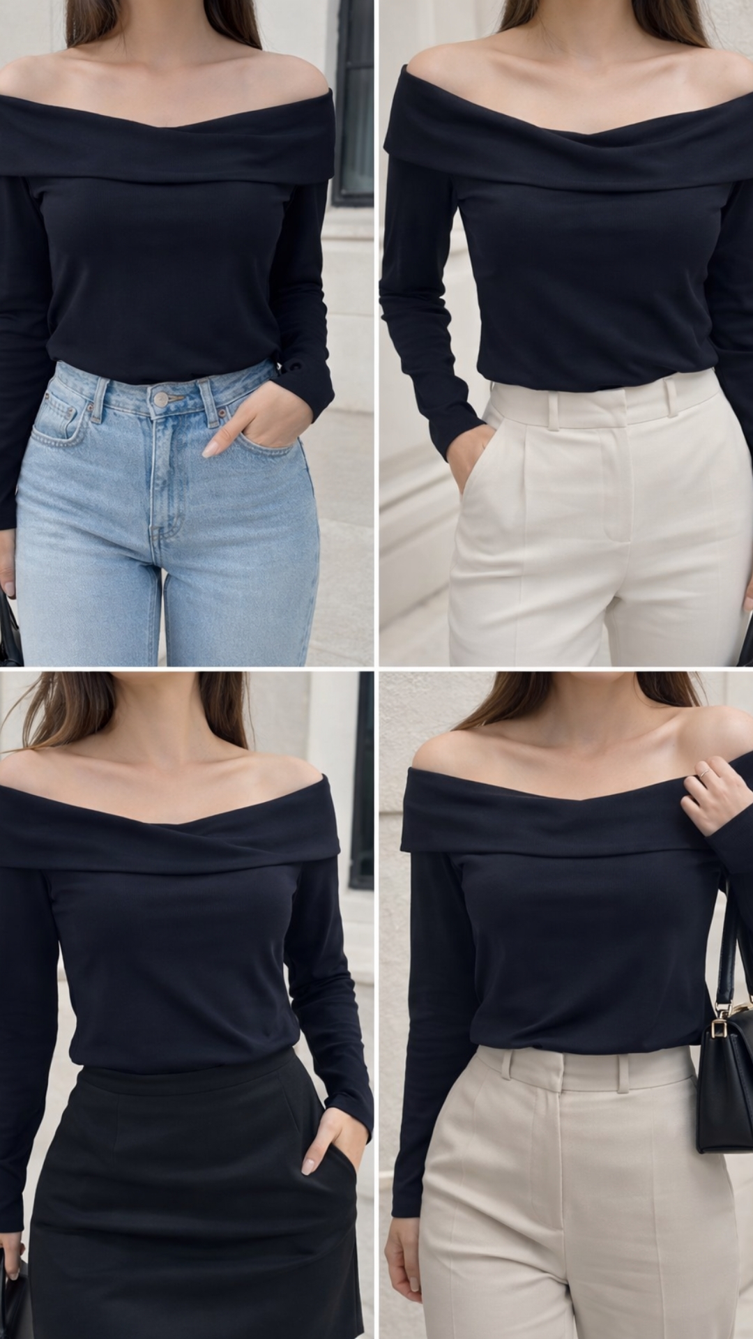 Blusa negra escotada 