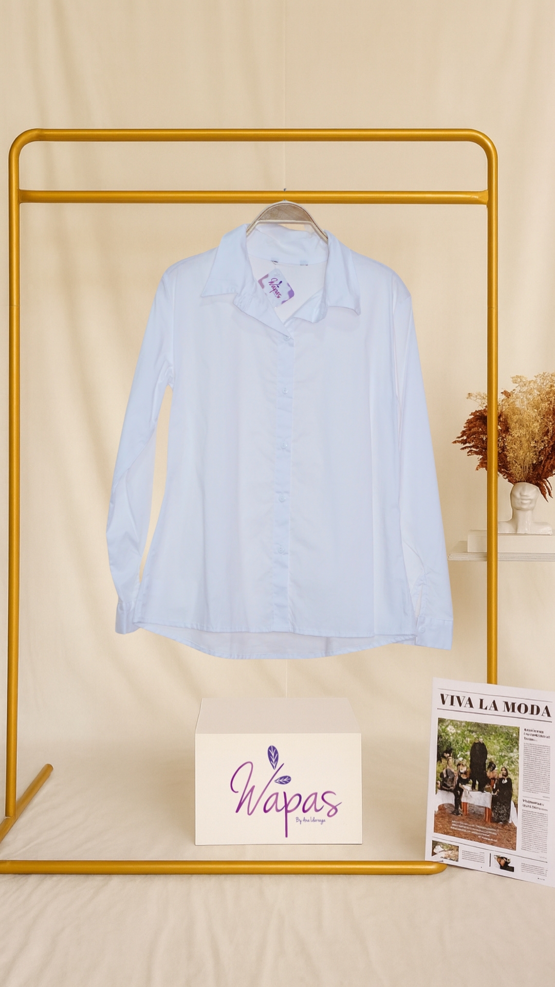 Camisa azul de manga larga