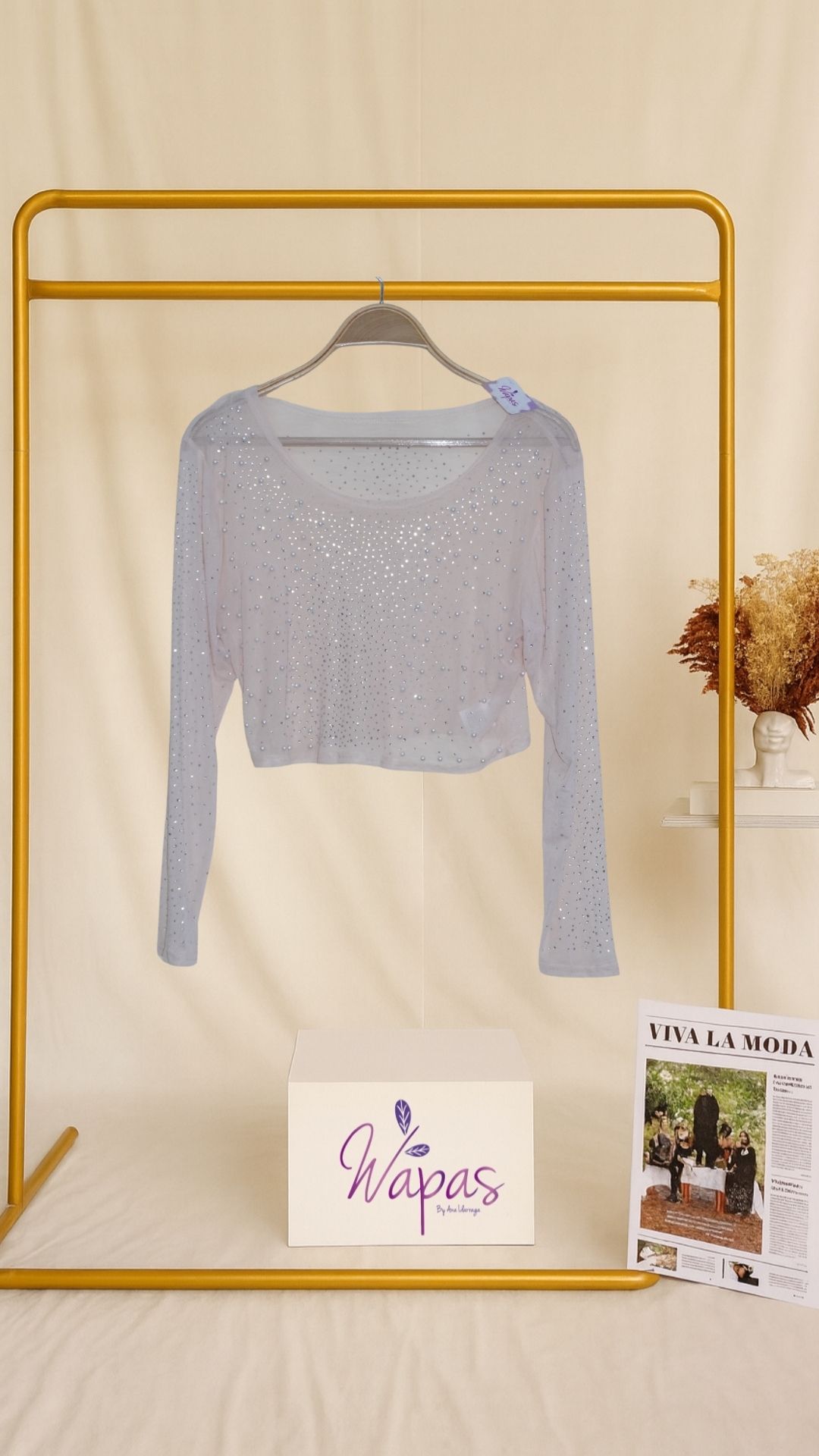 Suéter corto de brillo azul