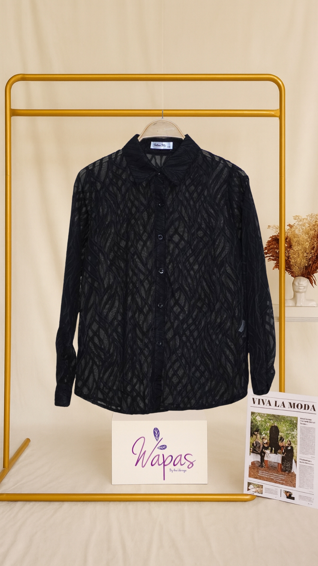 Camisa negra de encaje