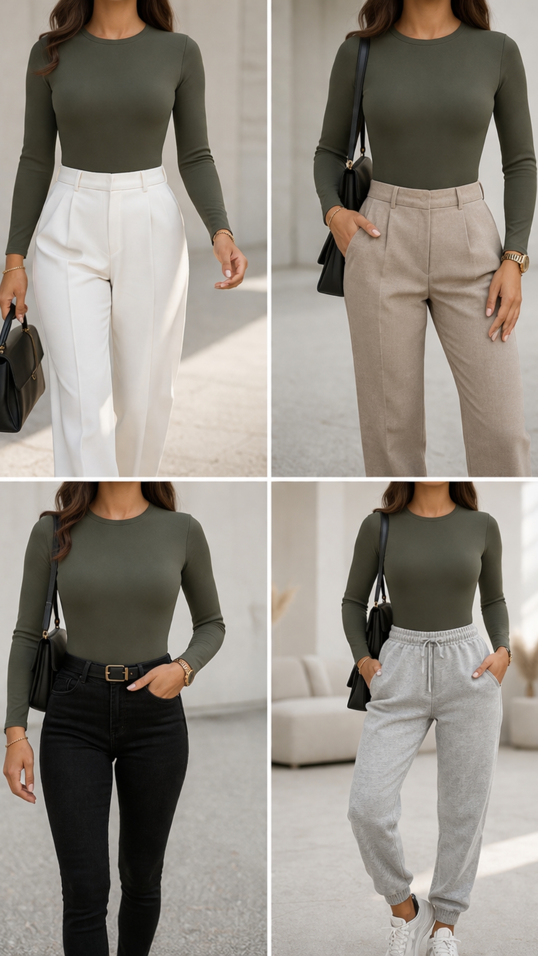 Body Verde Oliva Manga Larga