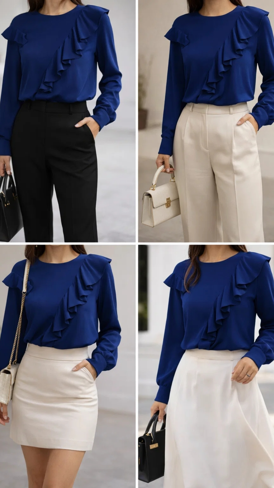 Blusa azul con volantes