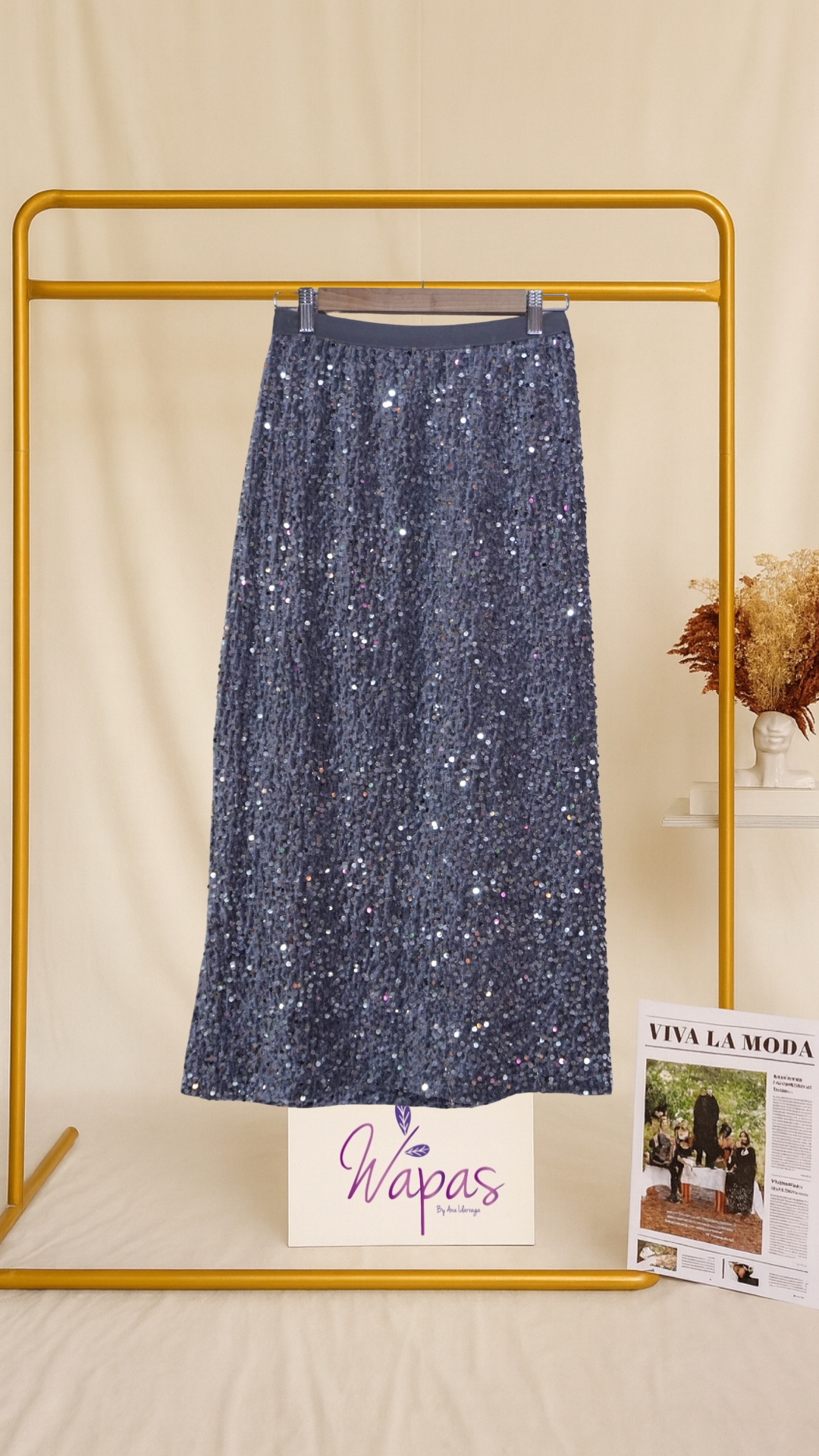 Falda lentejuelas gris