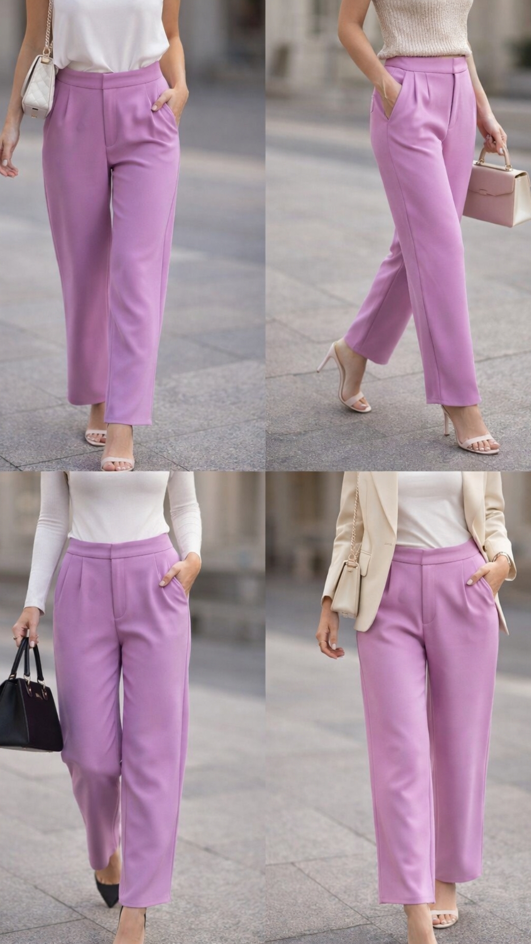 Pantalón lila de pierna recta