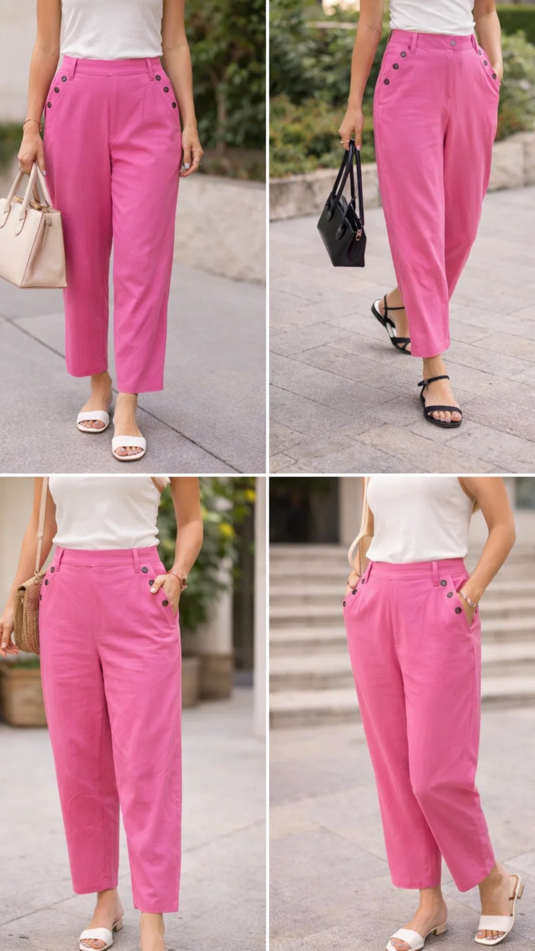 Pantalón rosa de tiro alto
