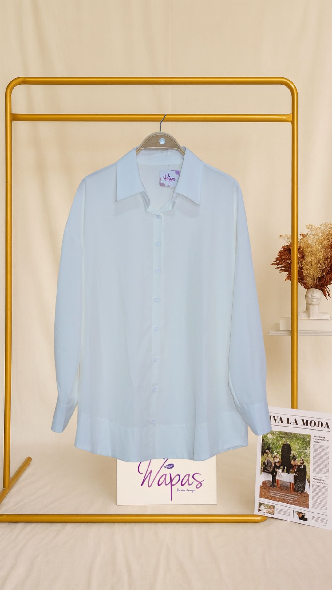 Camisa blanco claro de manga larga