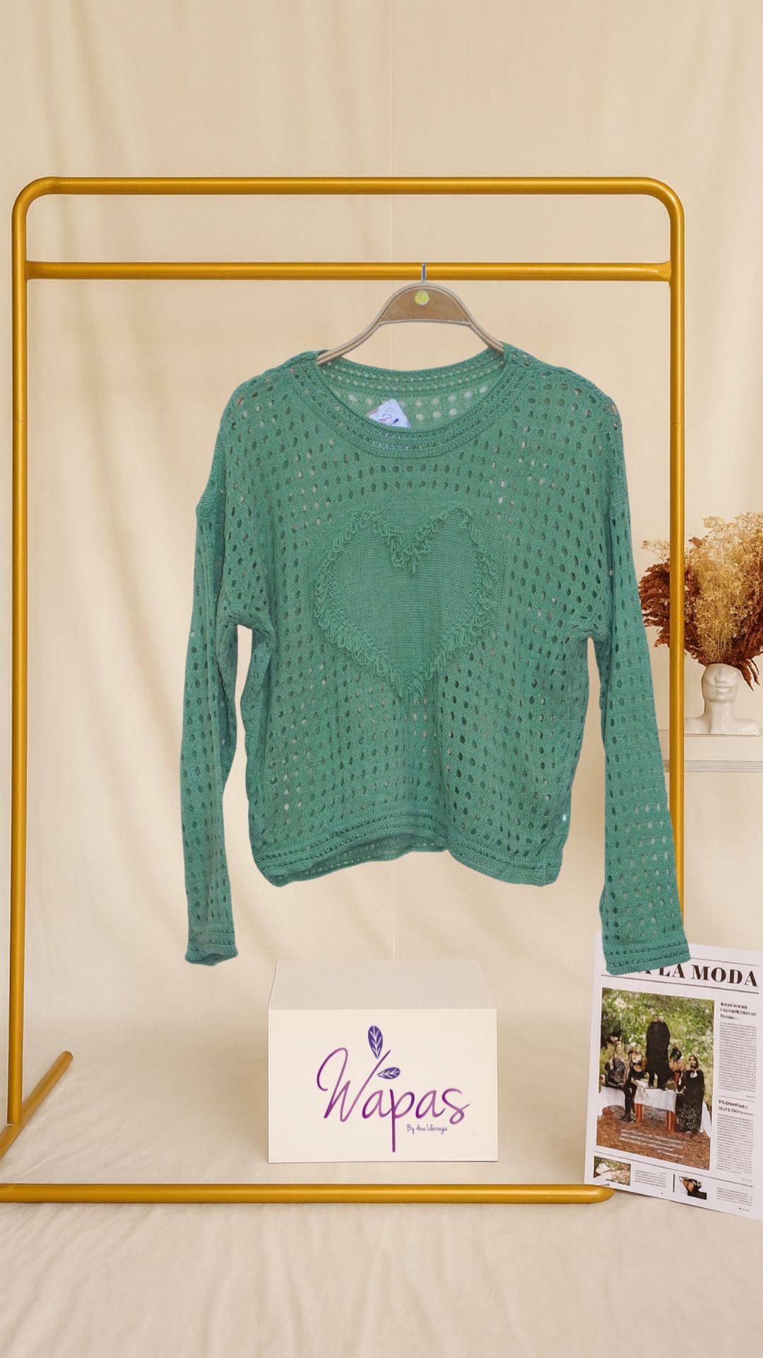 Suéter verde calado