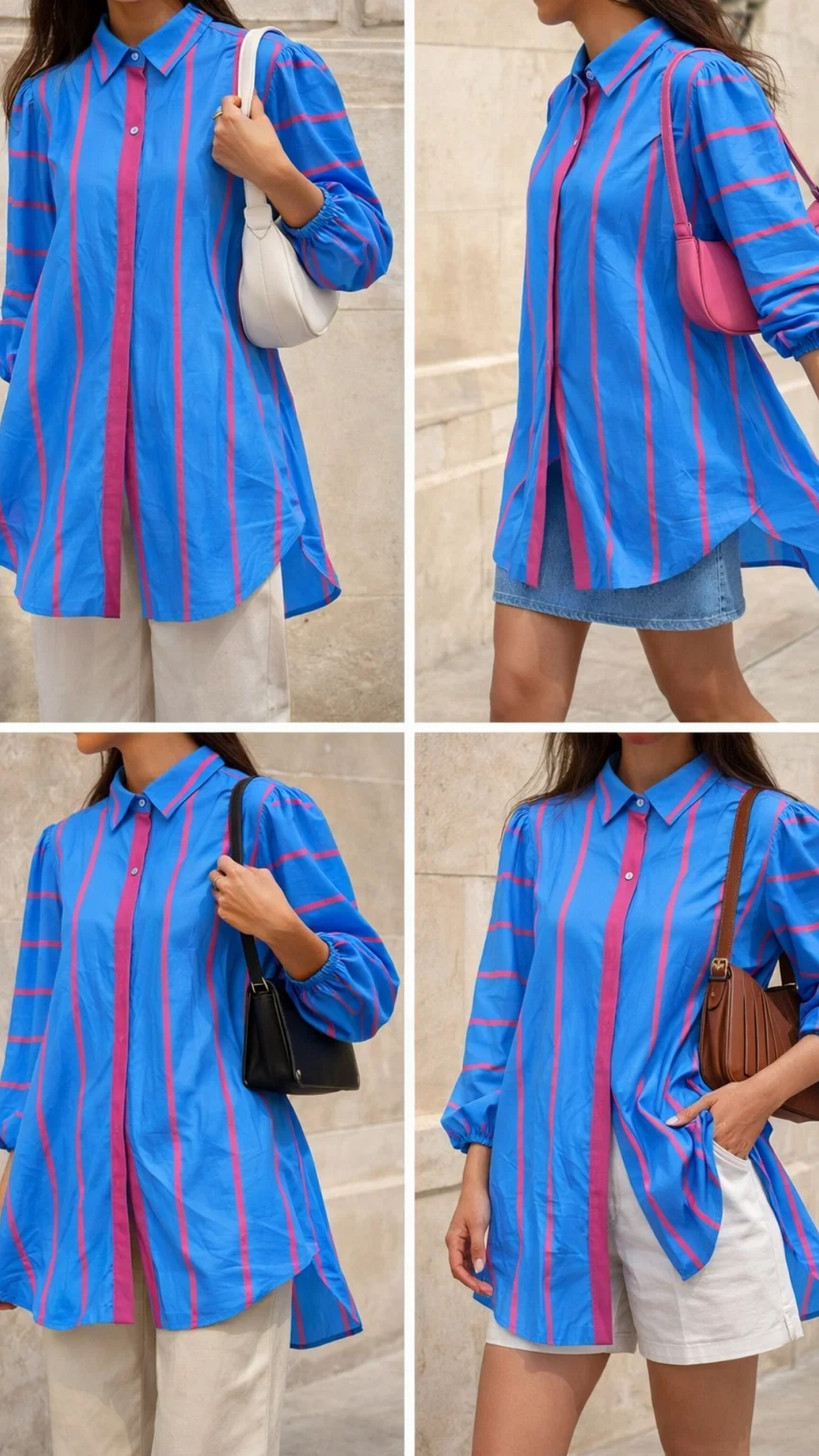 Camisa Oversize Rayas Azul