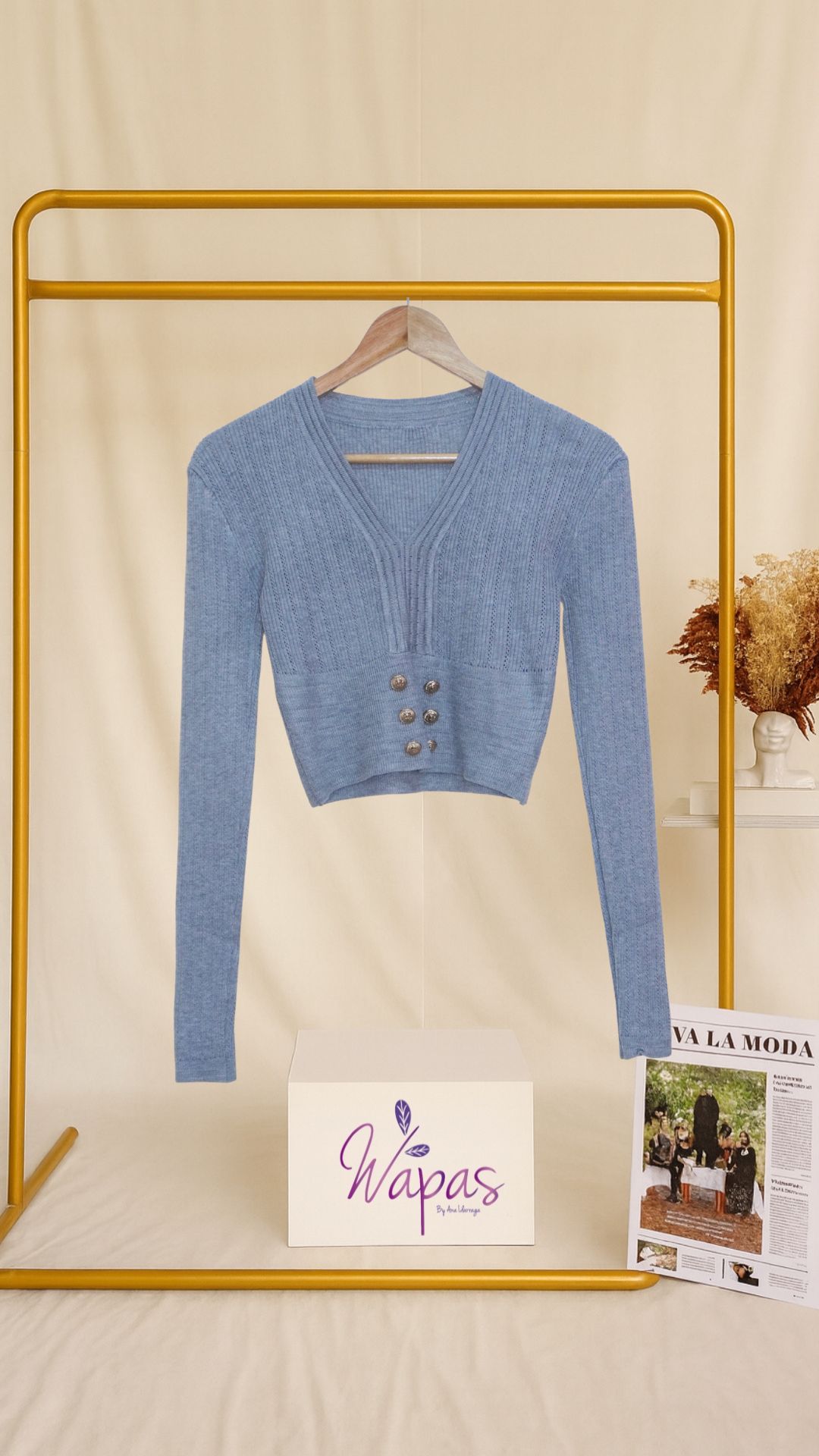 Suéter azul de punto