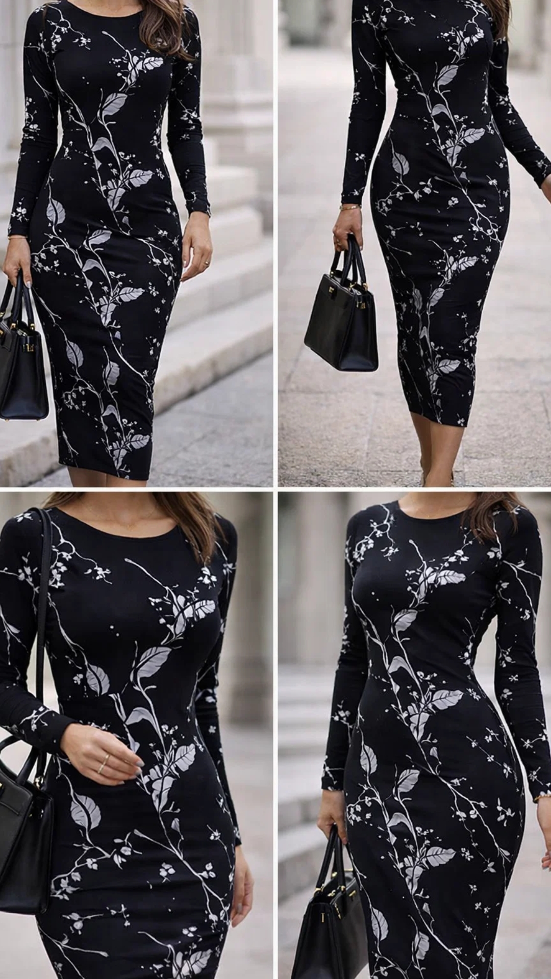 Vestido color negro largo floral