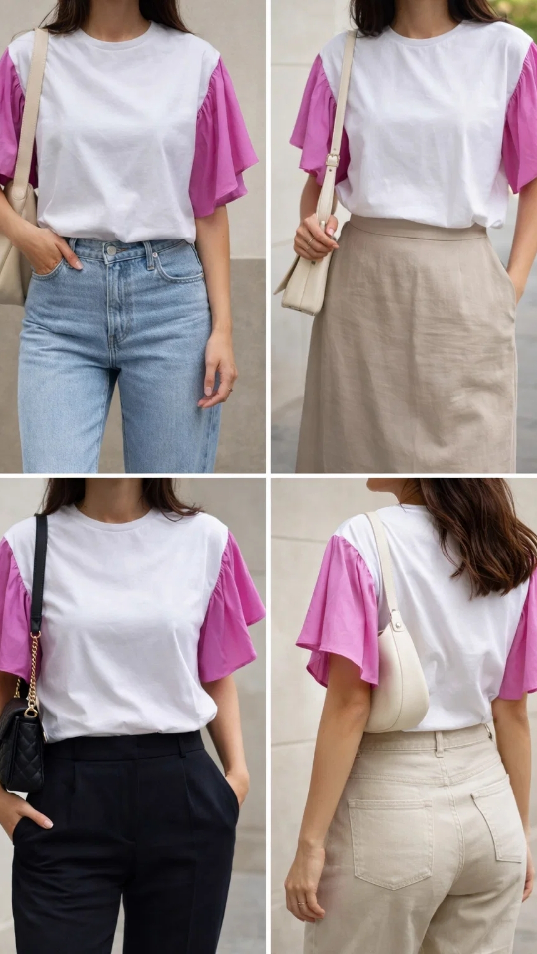 Camiseta manga volante rosa