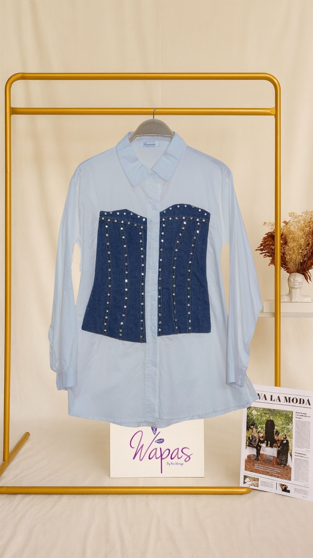 Camisa azul con corset
