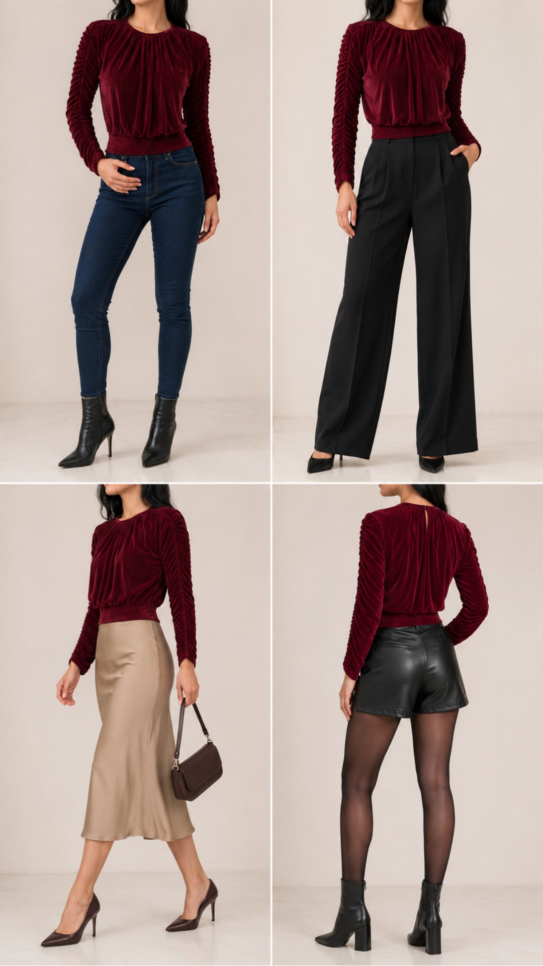 Blusa de terciopelo burdeos