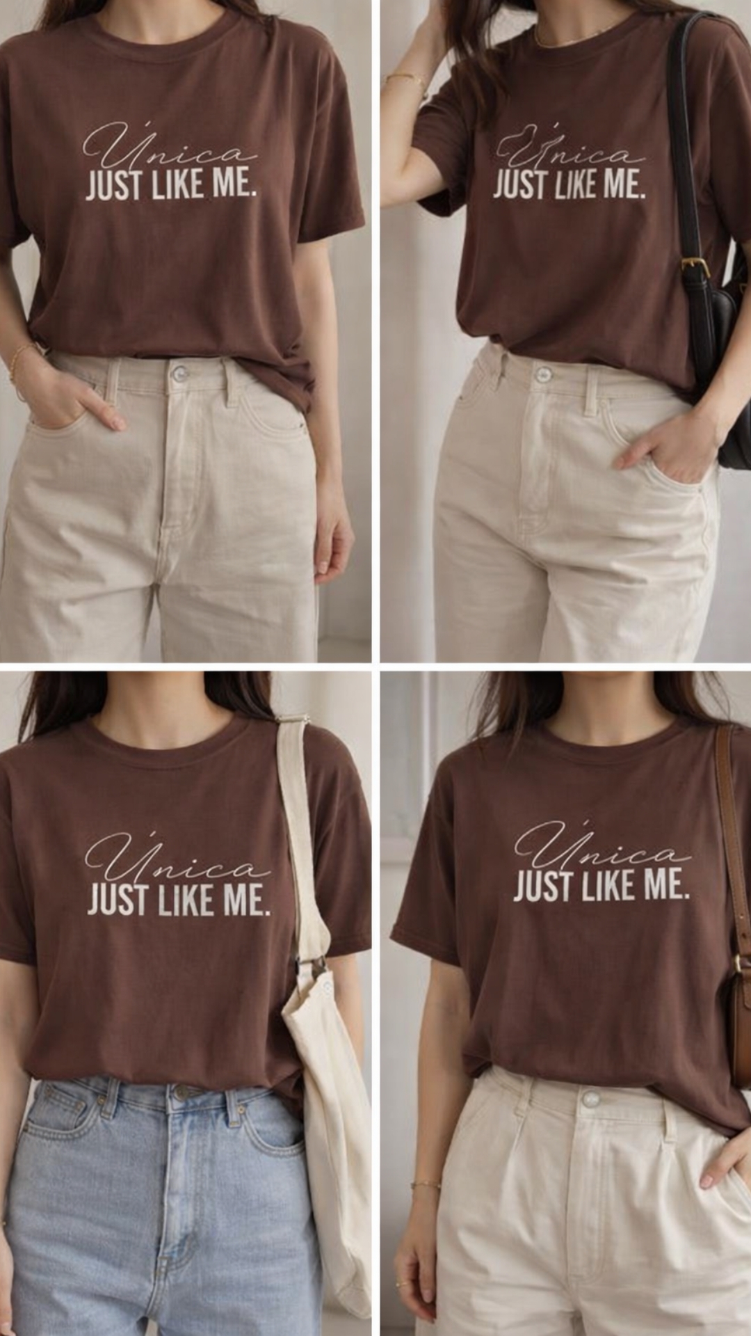 Camiseta Marrón 'Única Just Like Me'
