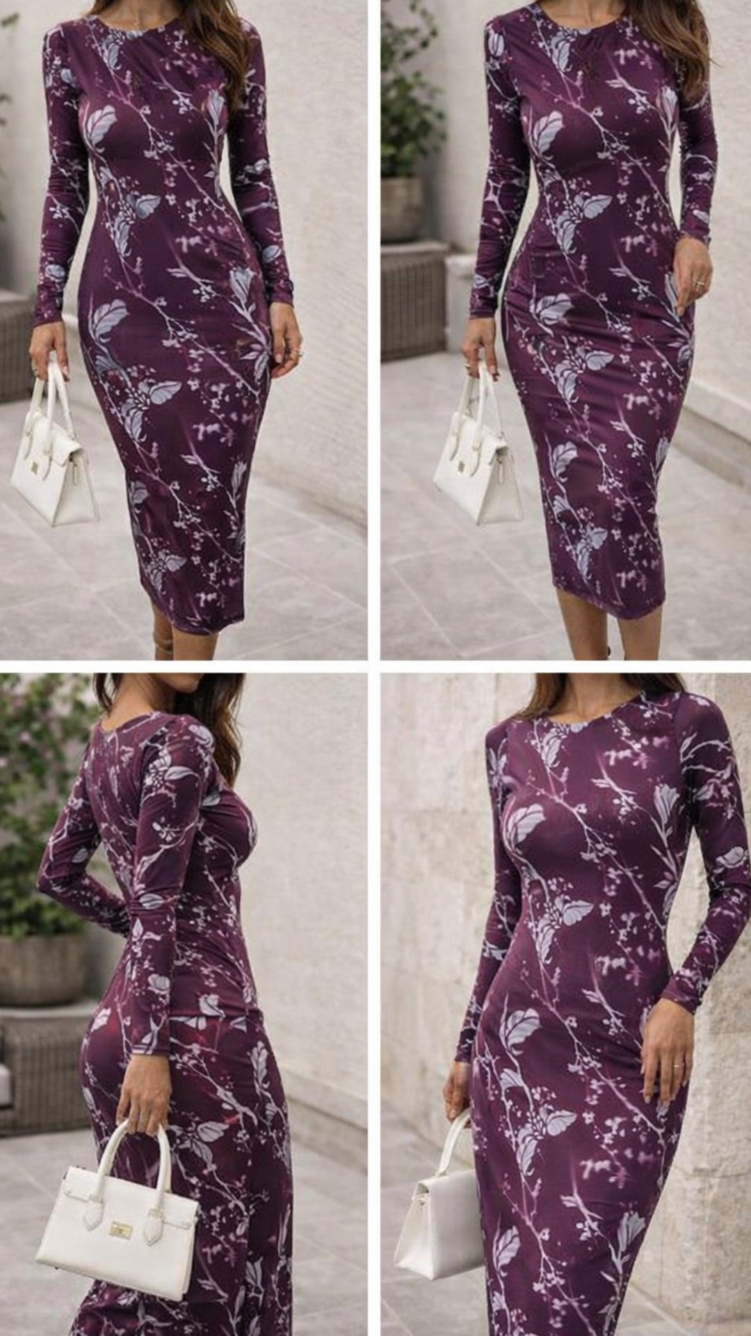 Vestido vinotinto largo floral 