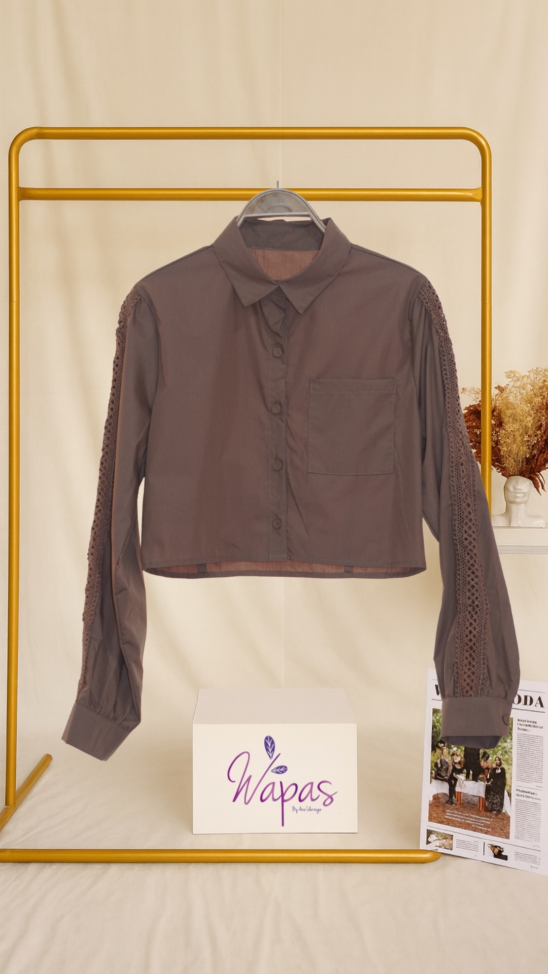 Camisa cafe de manga larga