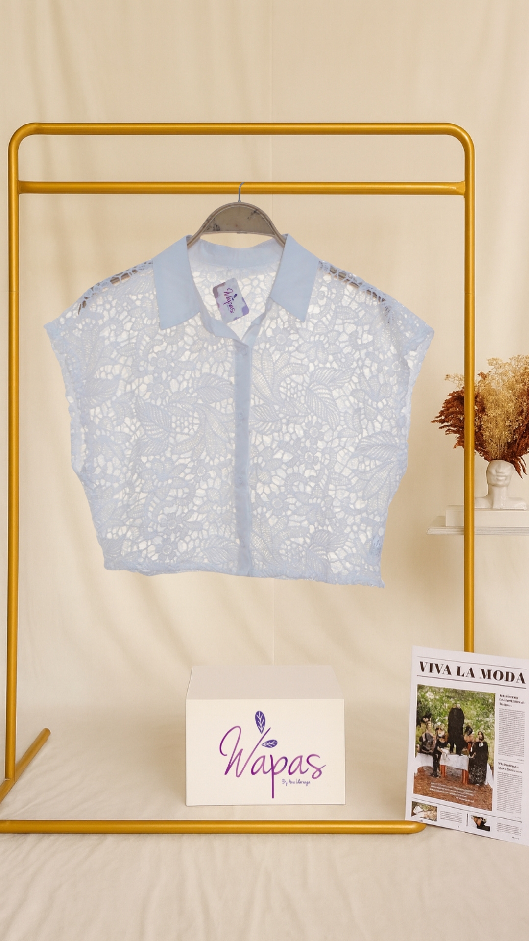 Camisa sin mangas de encaje