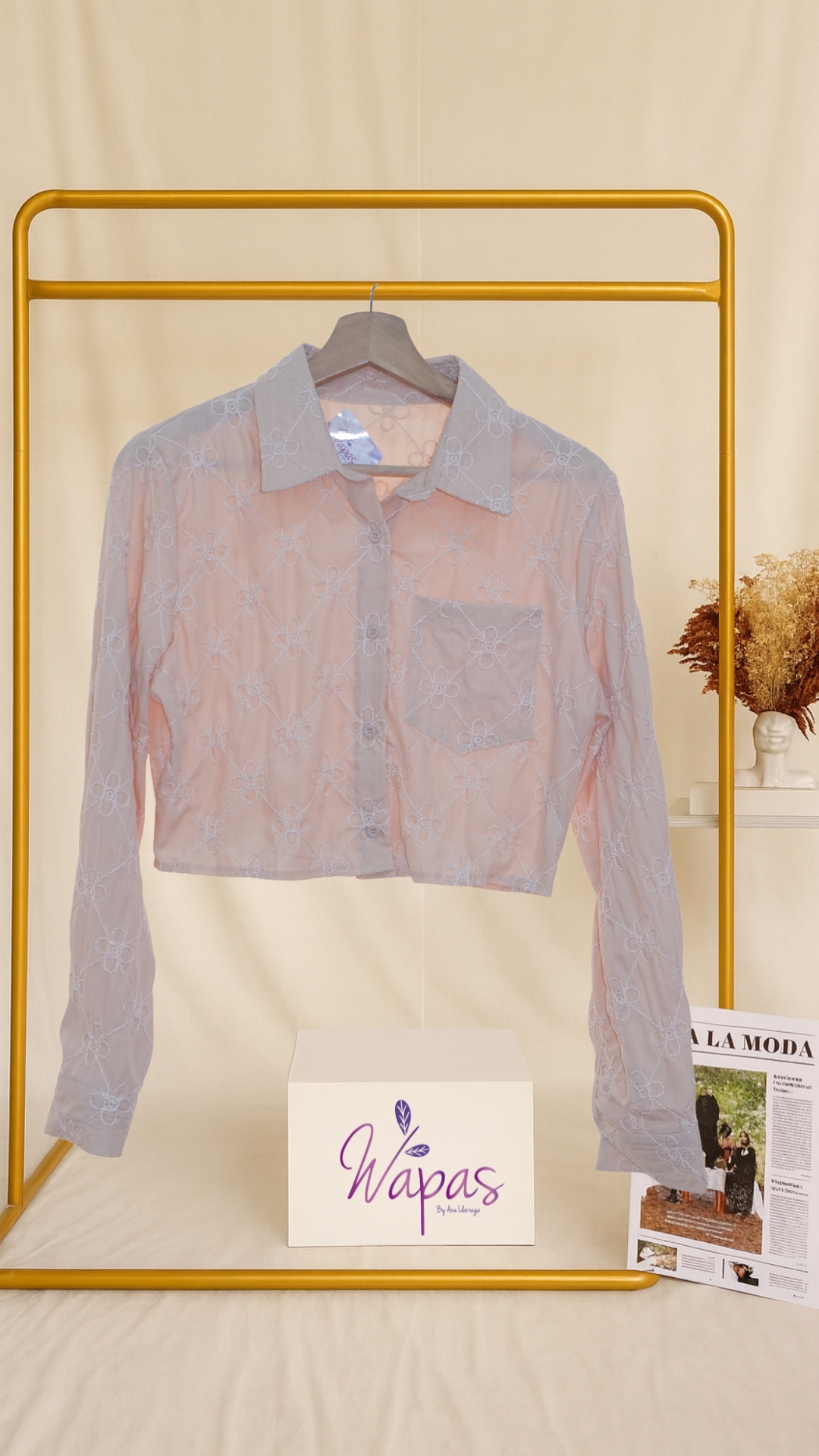 Camisa transparente de manga larga