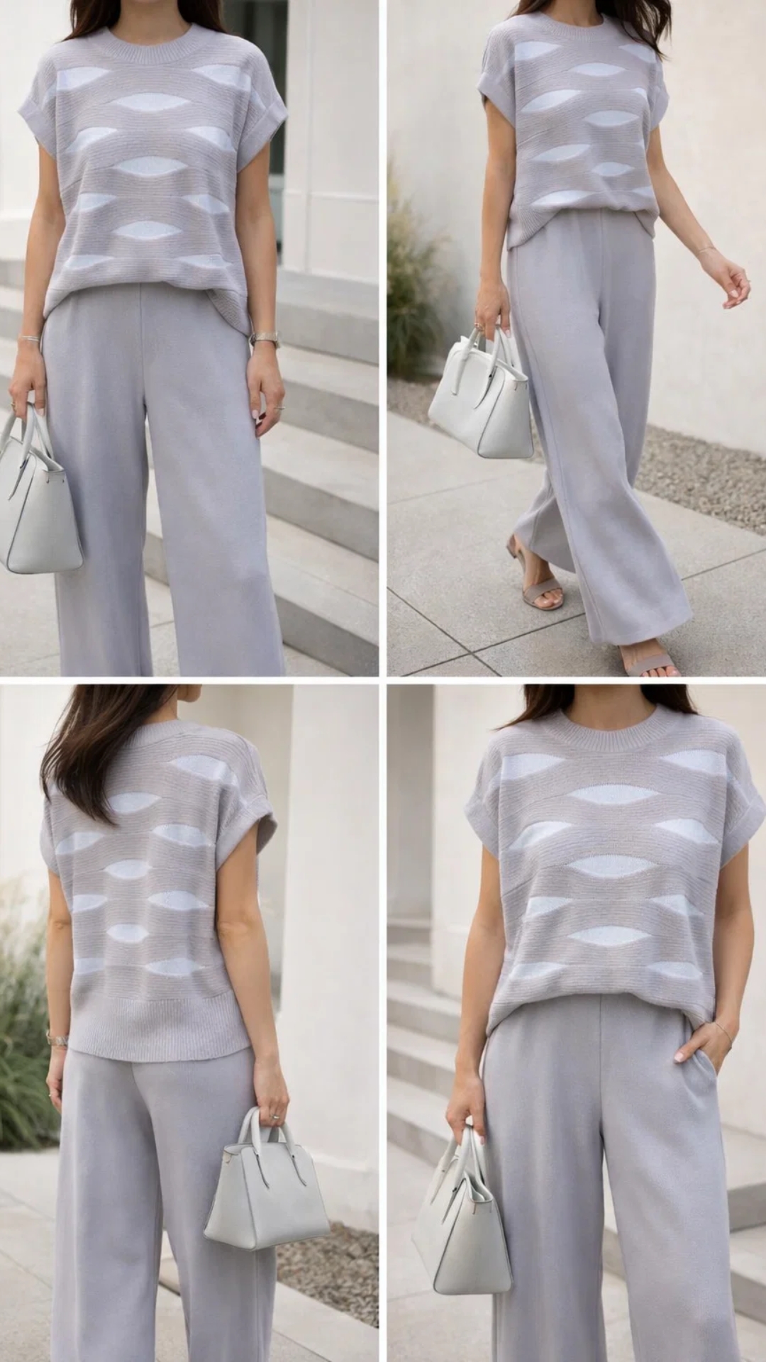 Conjunto de blusa y pantalon gris 
