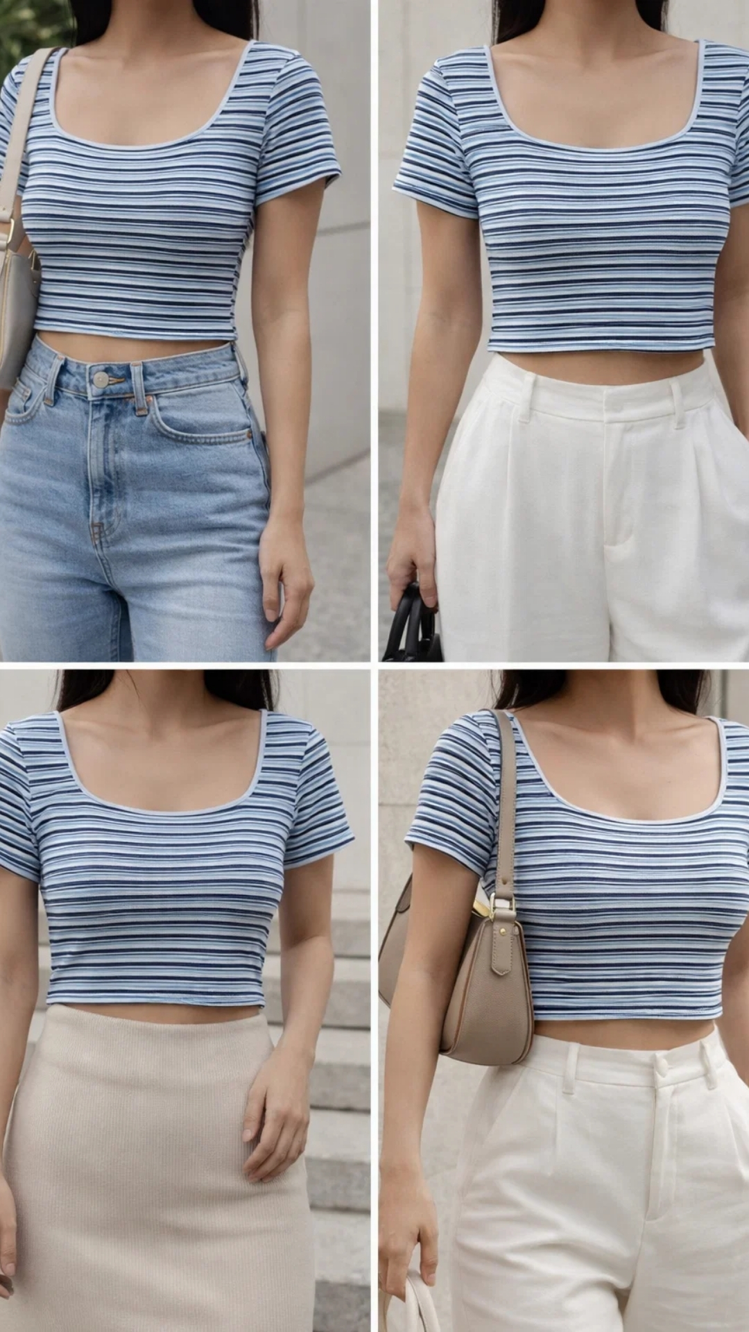 Crop top rayado azul