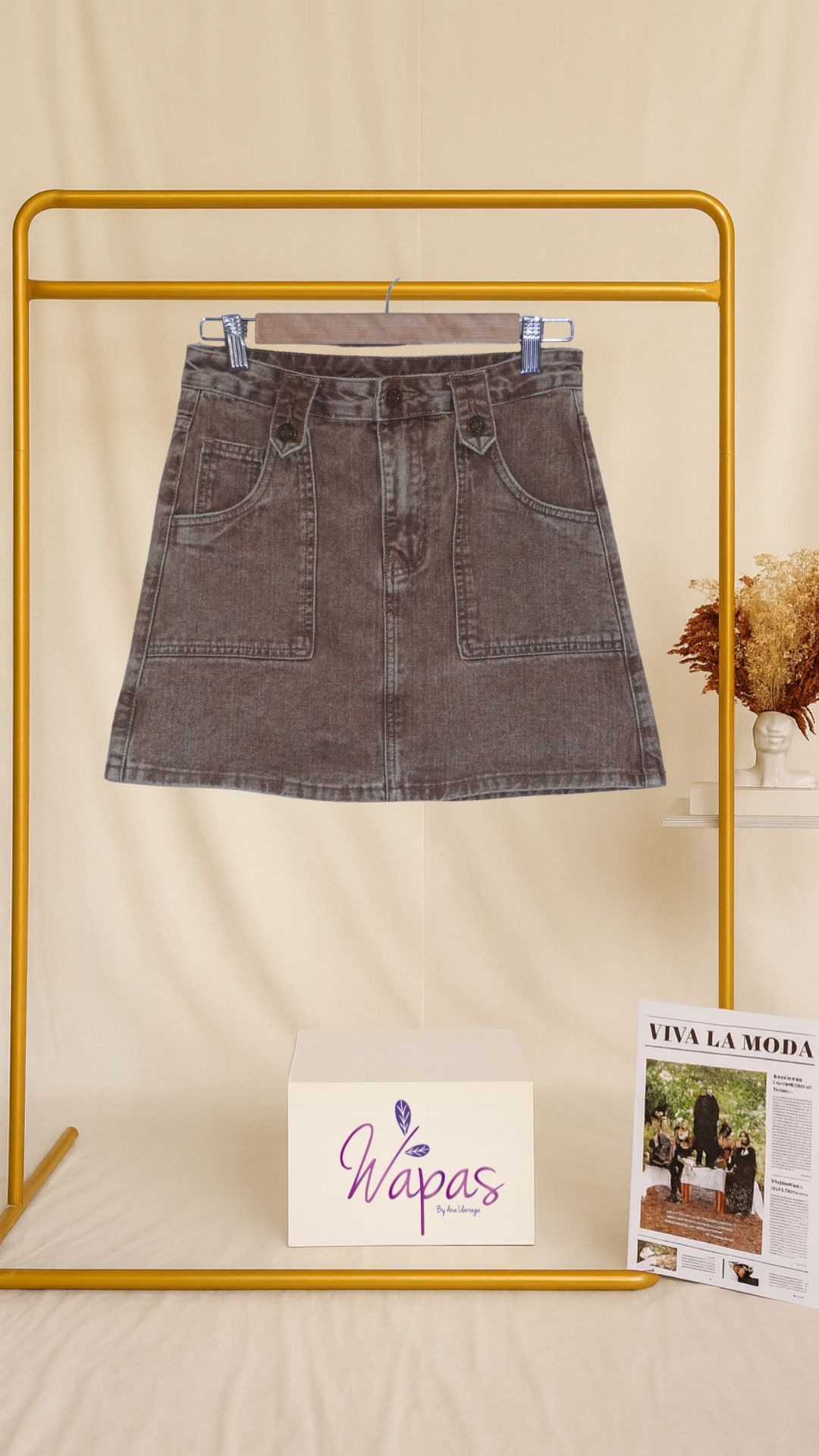 Falda de mezclilla cafe