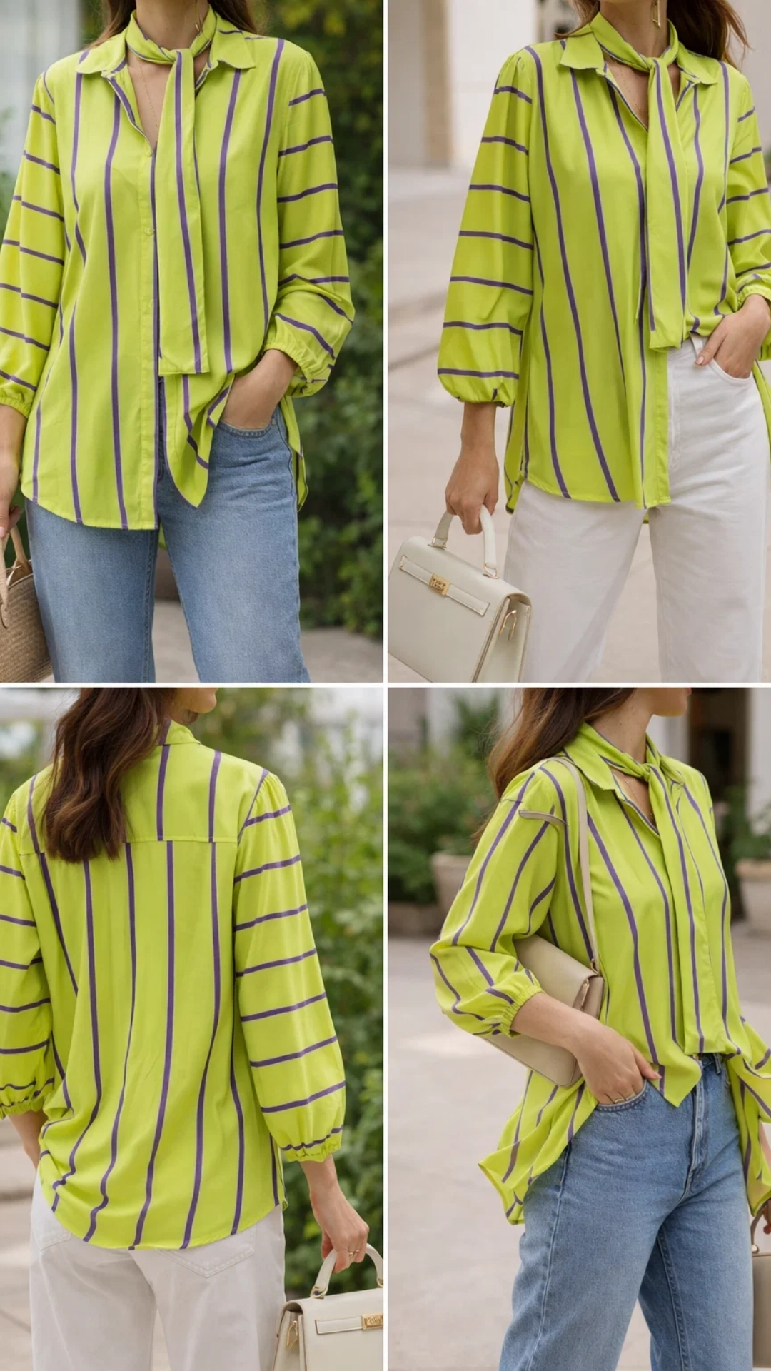 Blusa de rayas verde neón