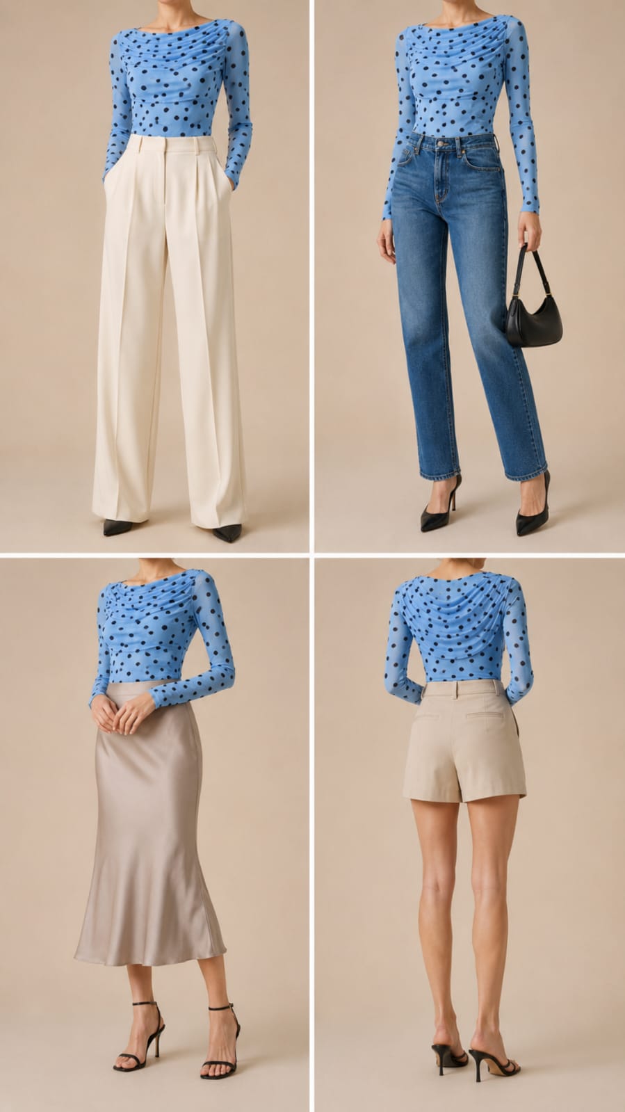 Blusa estampada azul de manga larga
