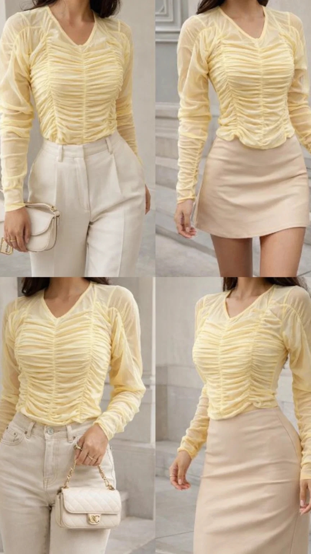 Blusa Amarilla plisada