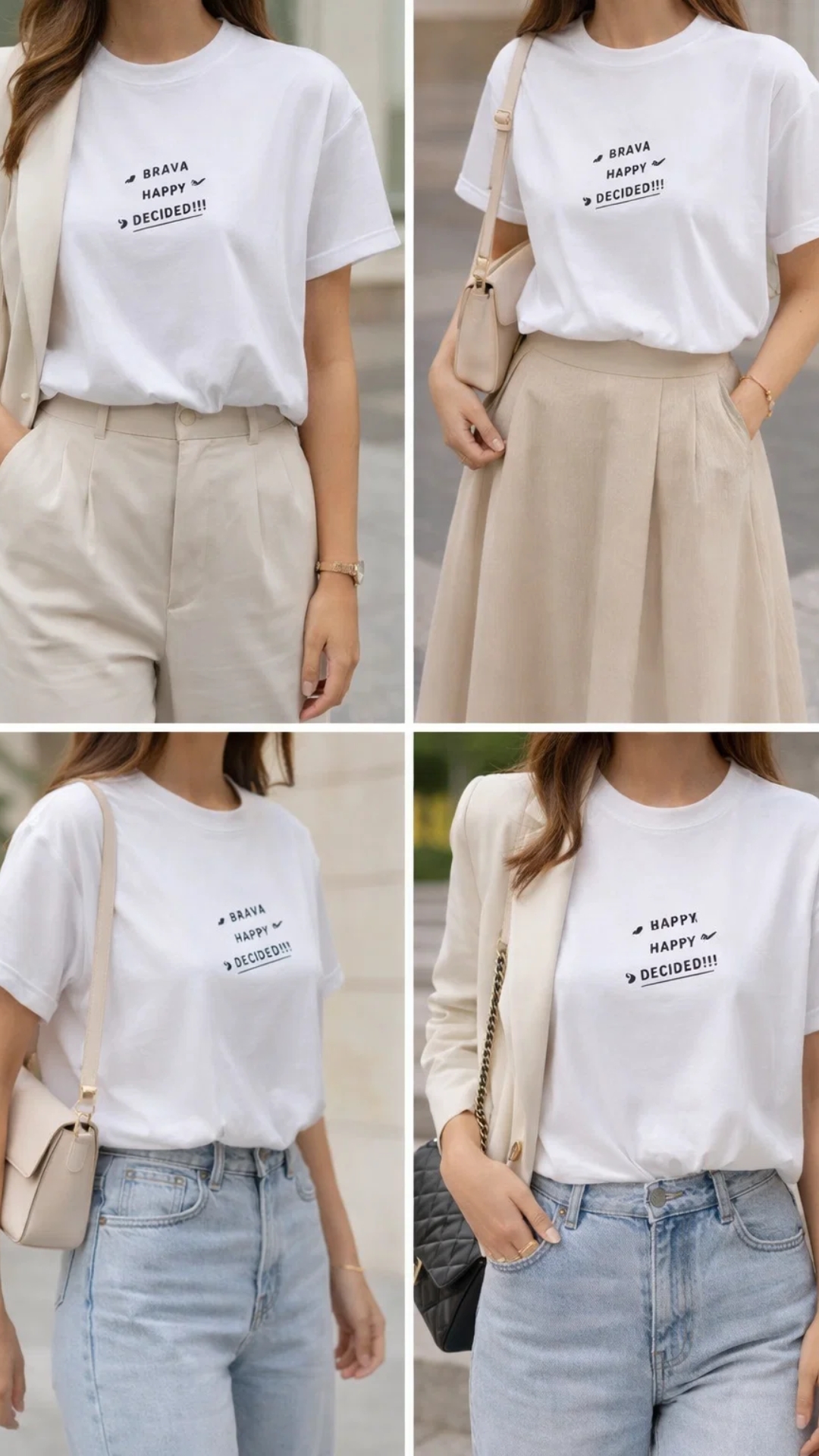 Camiseta color crema Estampada