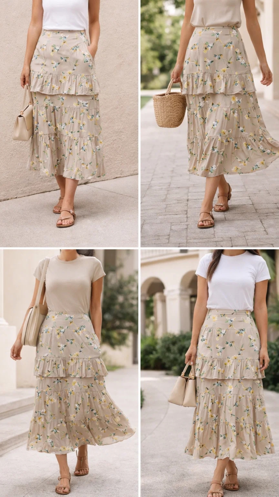 Falda floral de capas