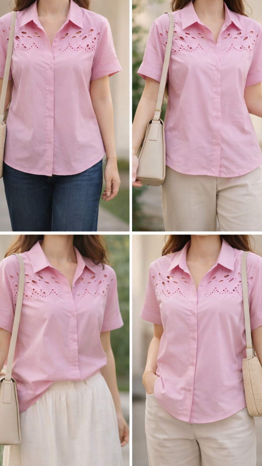 Blusa Rosada con Detalle Calado